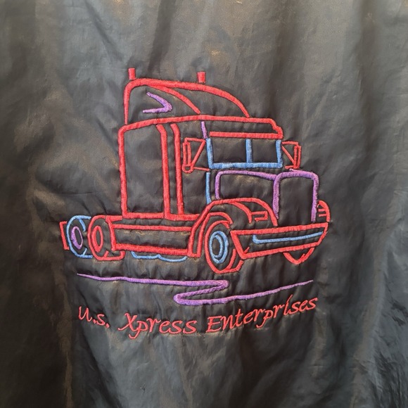 U.S XPRESS  Enterprises Trucking Jacket MADE IN USA Men's XL *FLAW* Button Snap - Picture 2 of 9